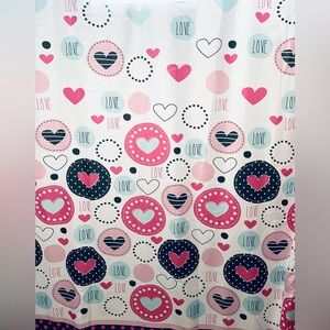Heart and Circle Patterned Shower Curtain